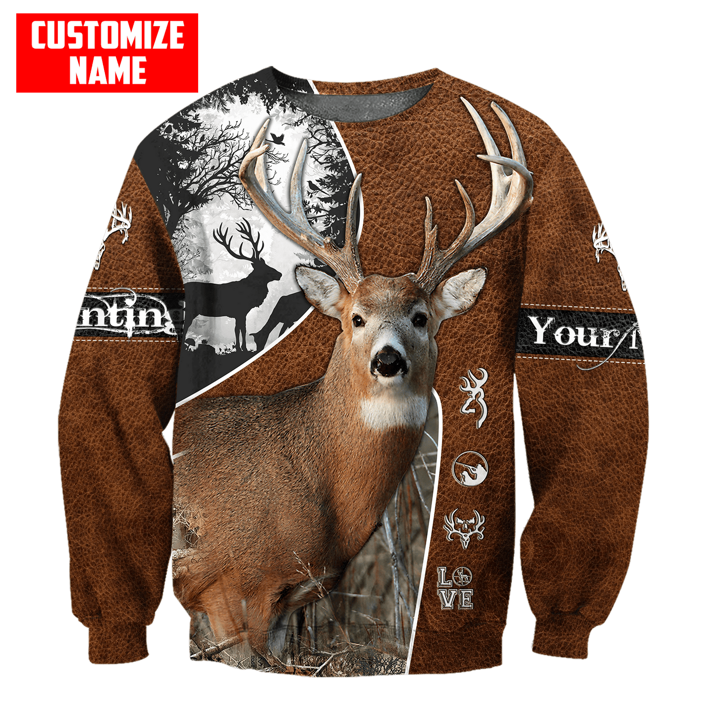 Deer Hunting Personalized Name 3D Over Printed Hoodie