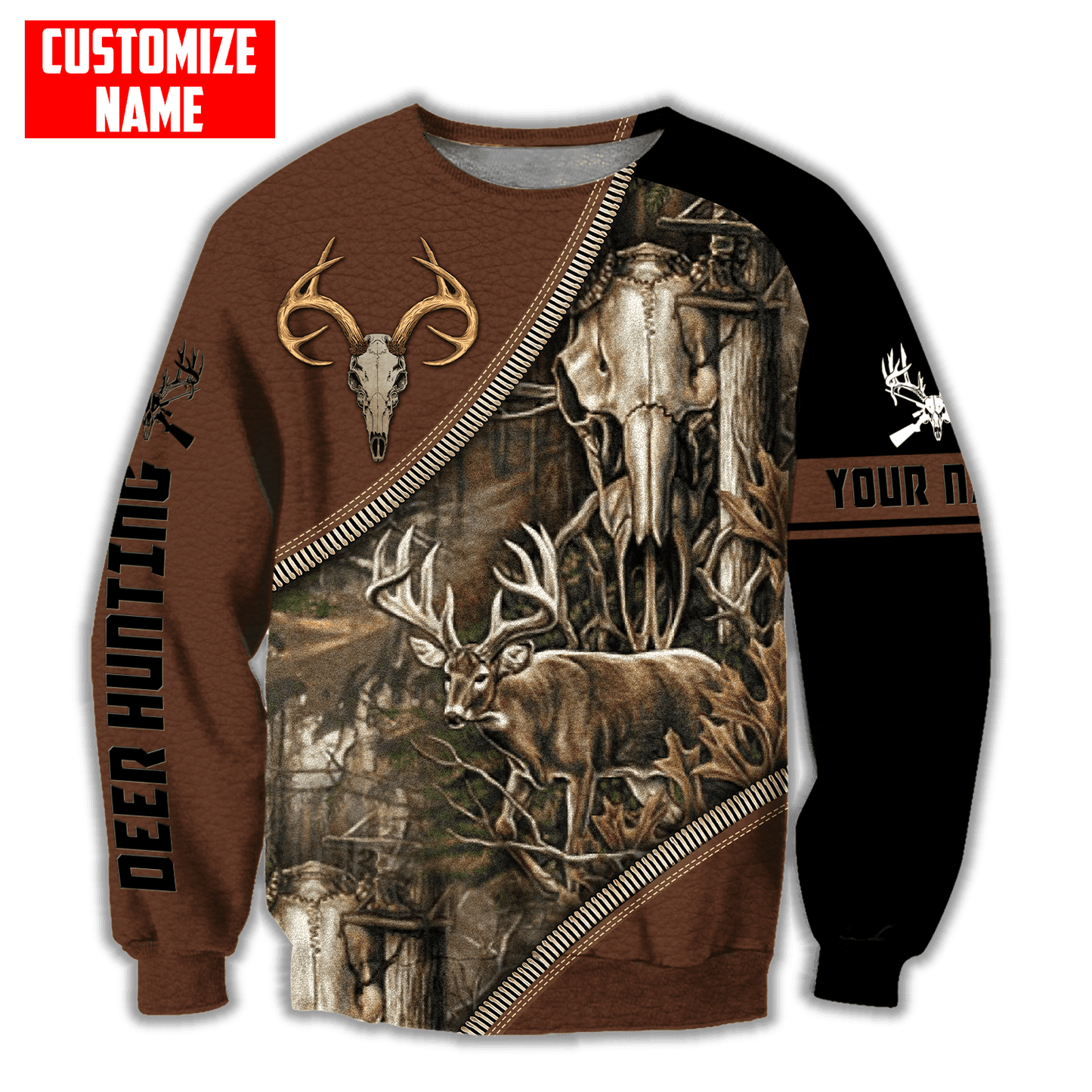 Deer Hunting Personalized Name 3D Over Printed Hoodie