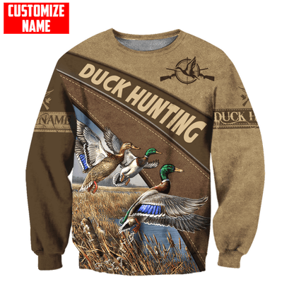 Duck Hunting Personalized Name 3D Over Printed Hoodie