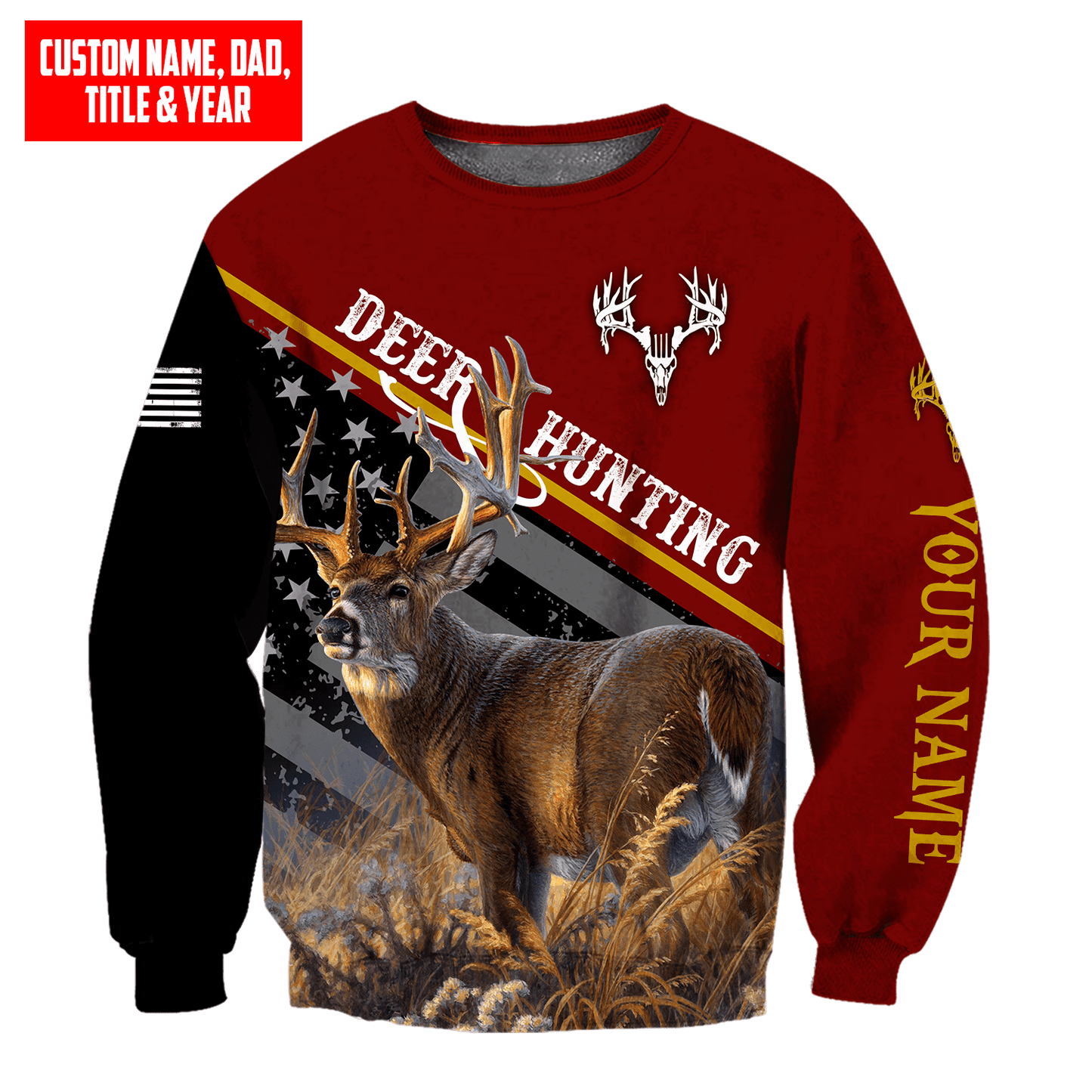 Deer Hunting Personalized Name 3D Over Printed Hoodie