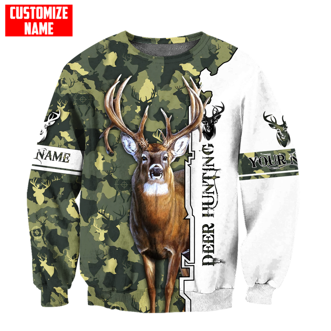 Customized Name Deer Hunting 2 3D Design All Over Printed