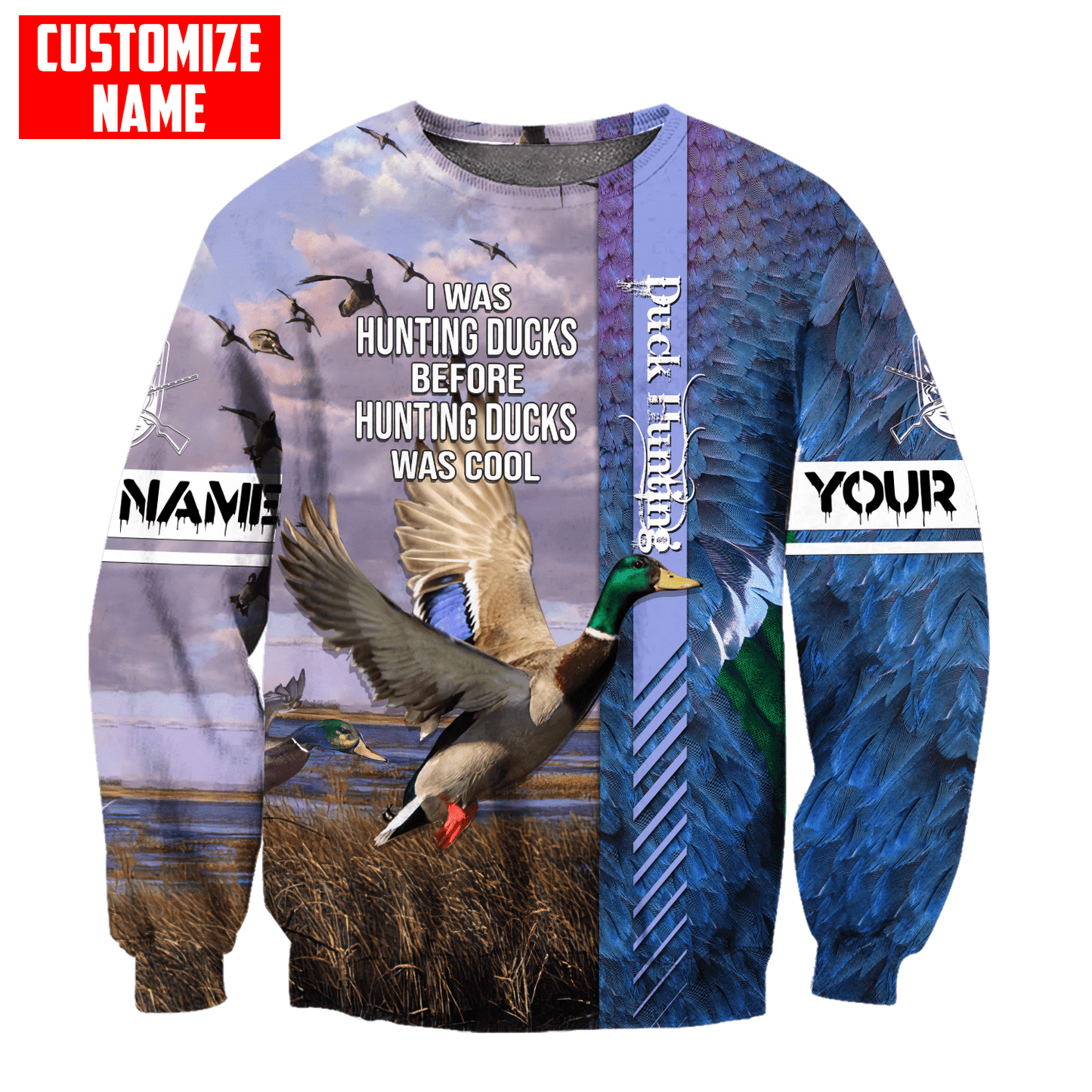 Duck Hunting Personalized 3D Over Printed Hoodie