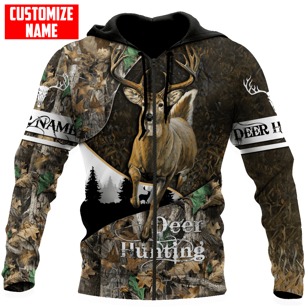 Deer Hunting Personalized Name 3D Over Printed Hoodie