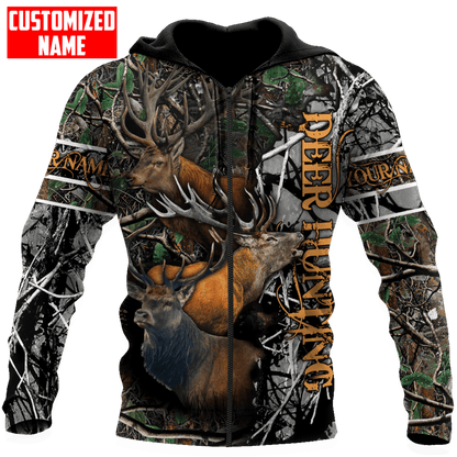 Deer Hunting Personalized Name 3D Over Printed Hoodie