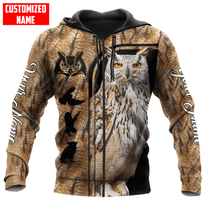 Customized Name Owl Hunting 3D Design All Over Printed