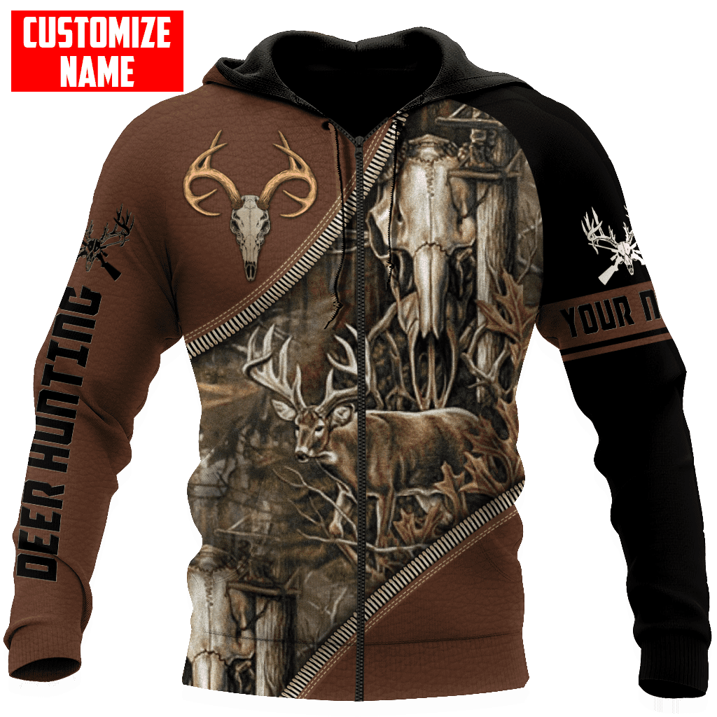 Deer Hunting Personalized Name 3D Over Printed Hoodie