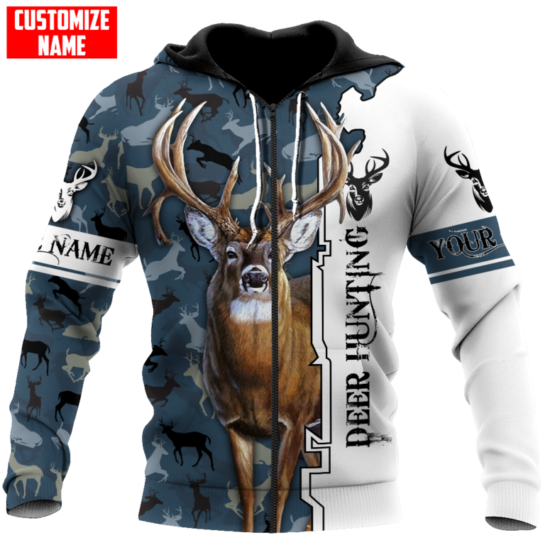 Deer Hunting Personalized Name 3D Over Printed Hoodie