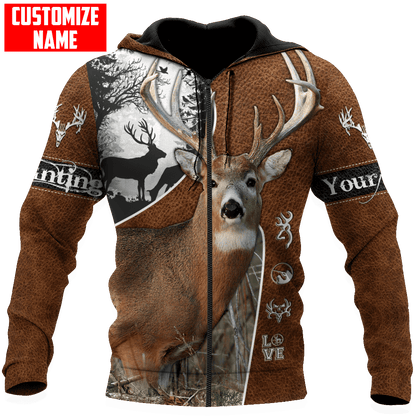 Deer Hunting Personalized Name 3D Over Printed Hoodie