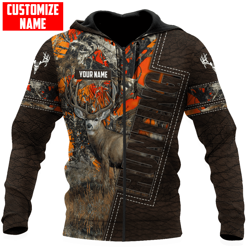 Deer Hunting Personalized Name 3D Over Printed Hoodie