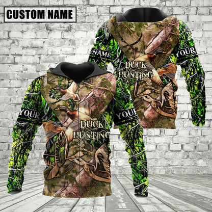 Custom Name Duck Hunting Camo Style Shirt 3D All Over Printed Clothes