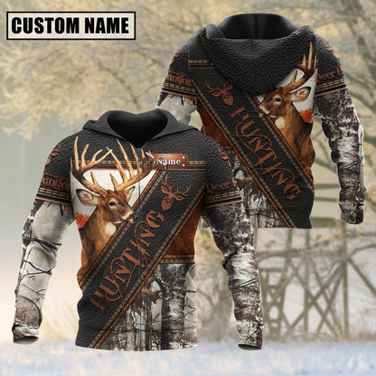 Custom Name Deer Hunting Leather 3D All Over Printed Clothes