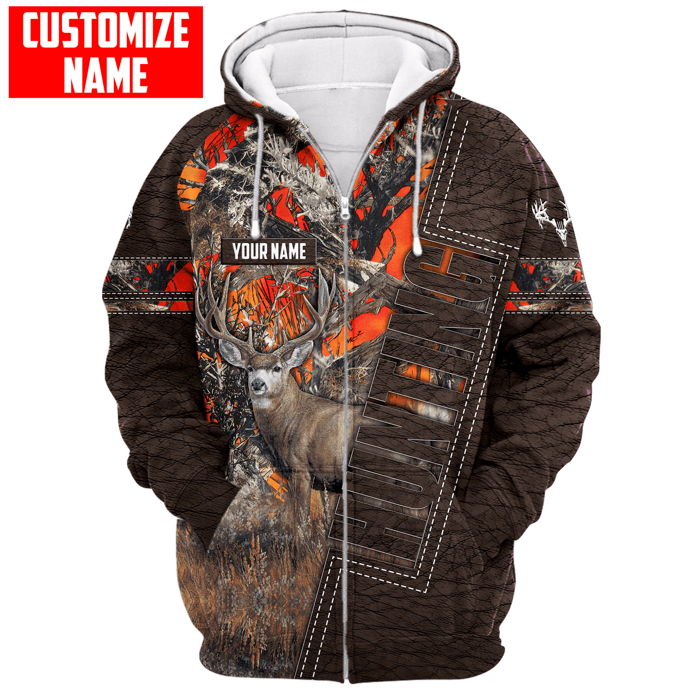 Deer Hunting Personalized Name 3D Over Printed Hoodie