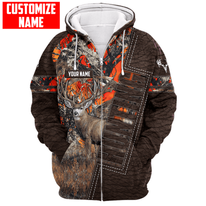 Deer Hunting Personalized Name 3D Over Printed Hoodie