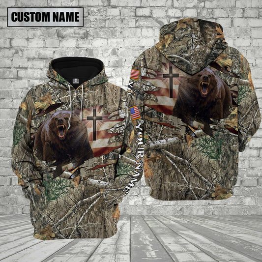 Custom Name Bear Hunting Shirt 3D All Over Printed Clothes