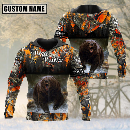 Custom Name Bear Hunting Shirt 3D All Over Printed Clothes