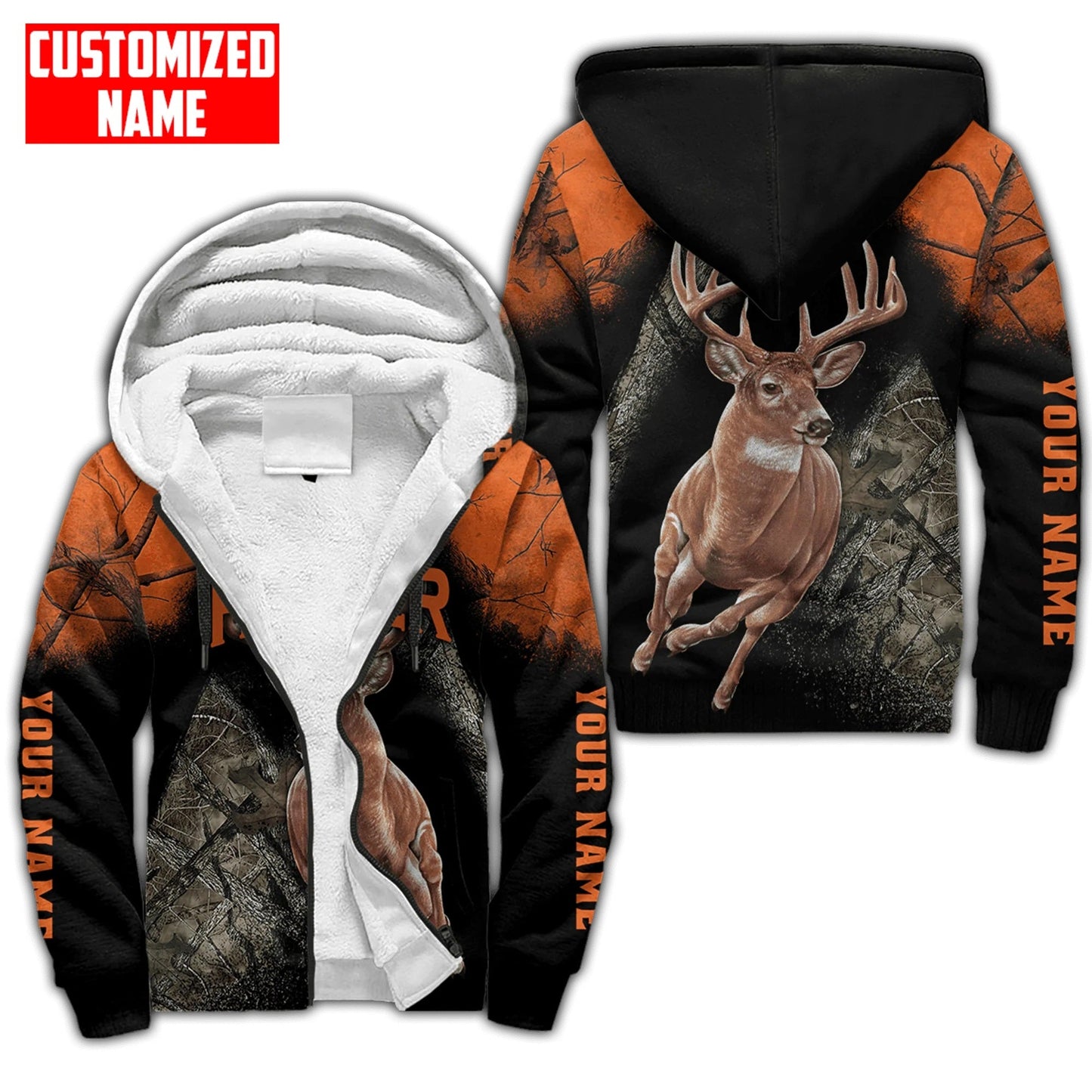 Deer Hunting Personalized Name 3D Over Printed Hoodie