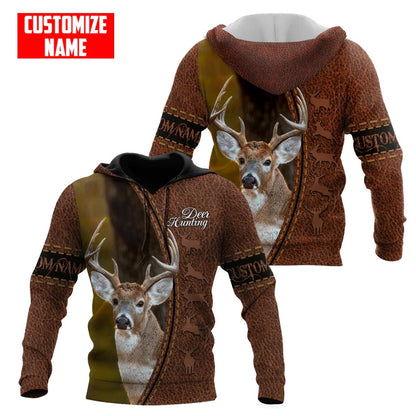 Deer Hunting Personalized Name 3D Over Printed Hoodie