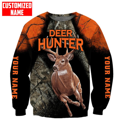 Deer Hunting Personalized Name 3D Over Printed Hoodie