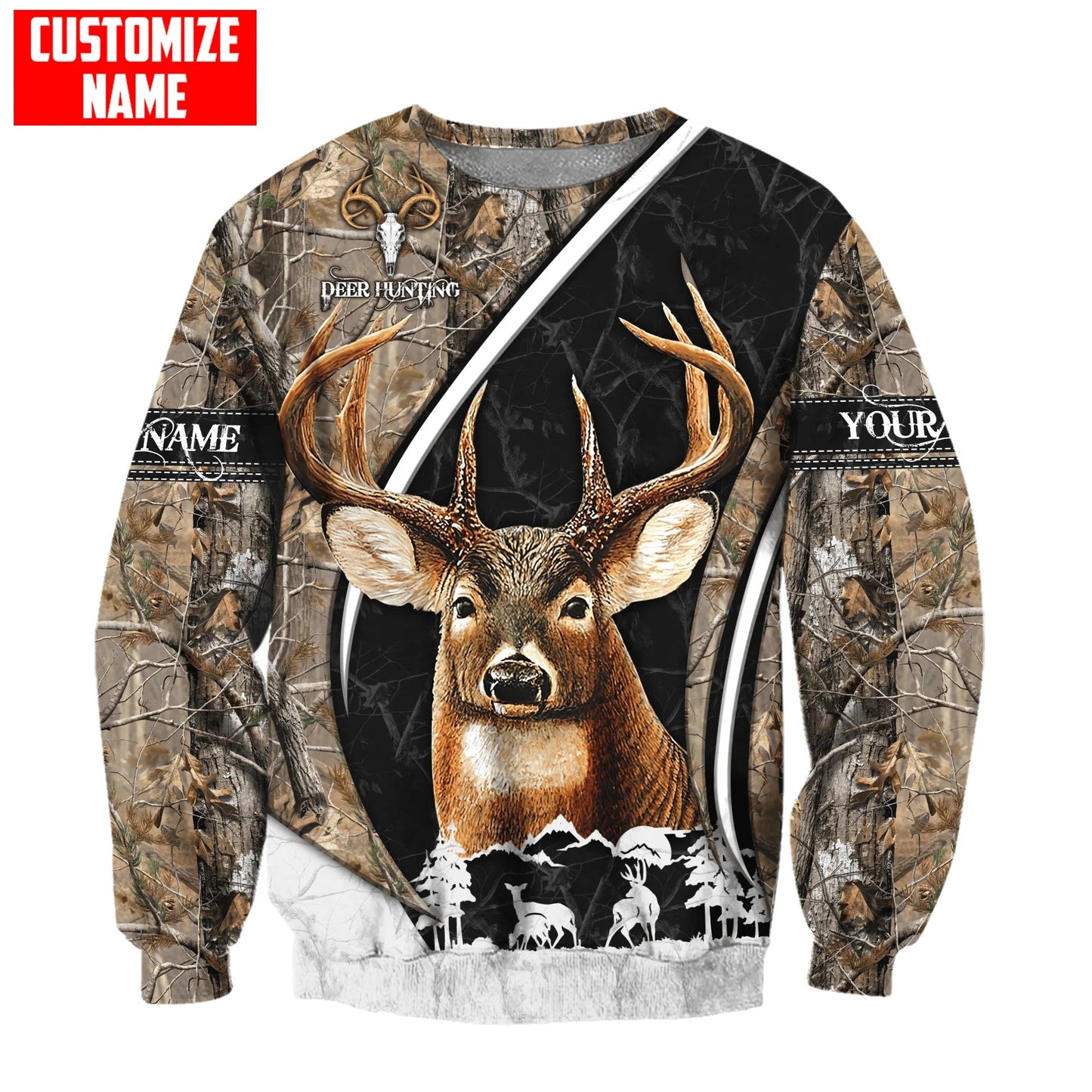 Deer Hunting Personalized Name 3D Over Printed Hoodie