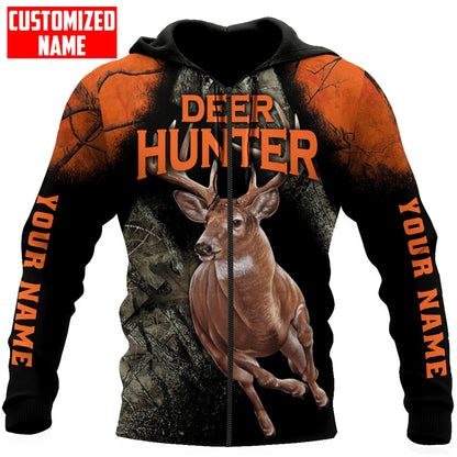 Deer Hunting Personalized Name 3D Over Printed Hoodie