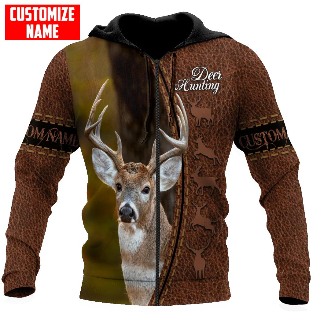 Deer Hunting Personalized Name 3D Over Printed Hoodie