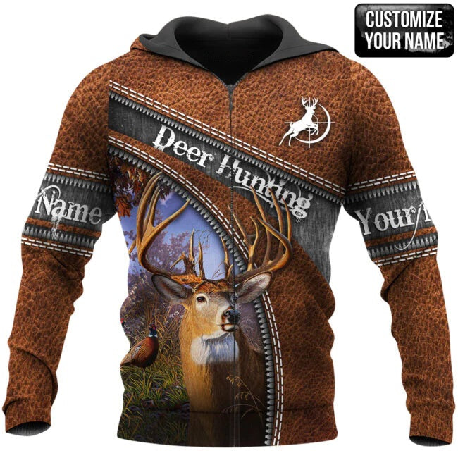 Deer Hunting Personalized Name 3D Over Printed Hoodie