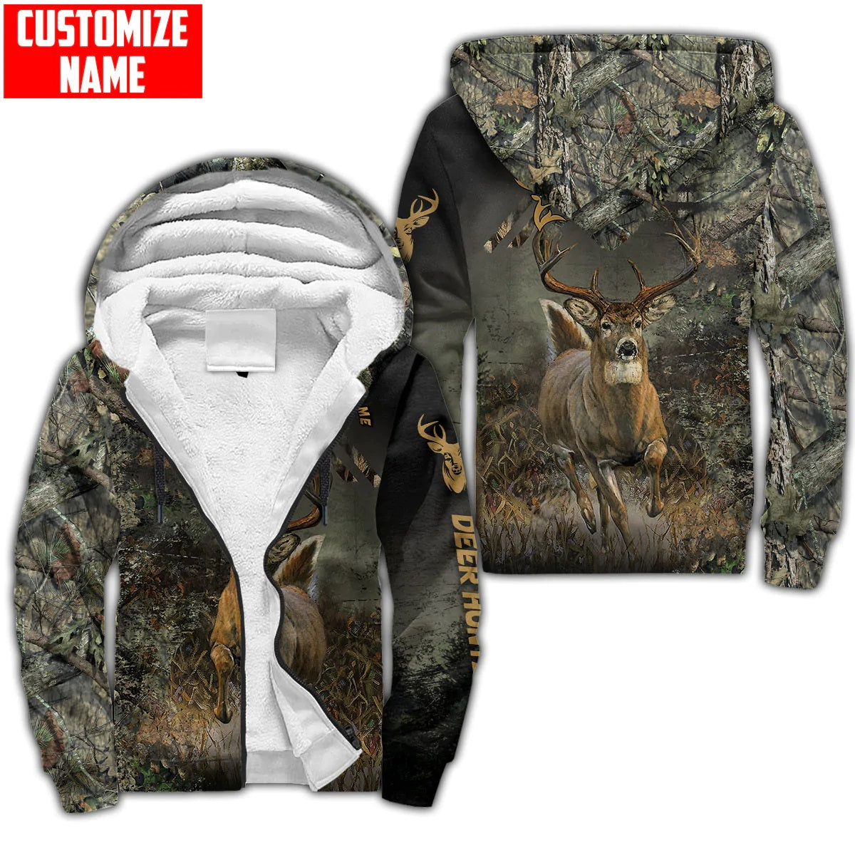 Hunter Camo Personalized Name 3D Over Printed Hoodie