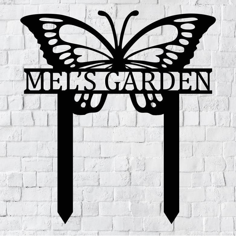 Personalized Butterfly Garden Stake Metal Sign | Garden Stake Metal Sign | Garden Sign | Custom Garden Sign | Garden Name Metal Sign