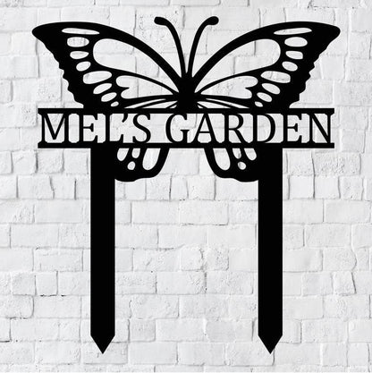 Personalized Butterfly Garden Stake Metal Sign | Garden Stake Metal Sign | Garden Sign | Custom Garden Sign | Garden Name Metal Sign