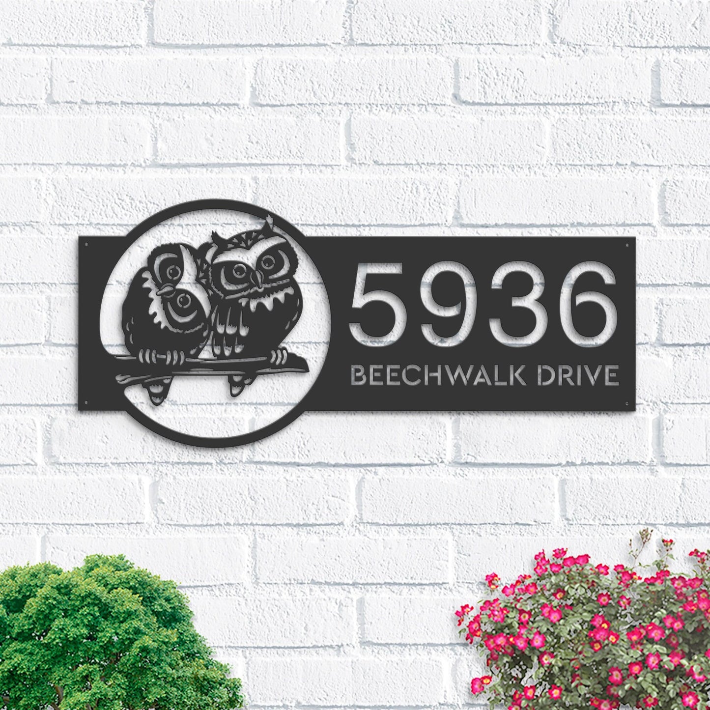 Personalized Cute Owls couple Metal Address Sign House Number, Hanging Address Plaque | Yard Sign, Outdoor Sign| Garden Stake