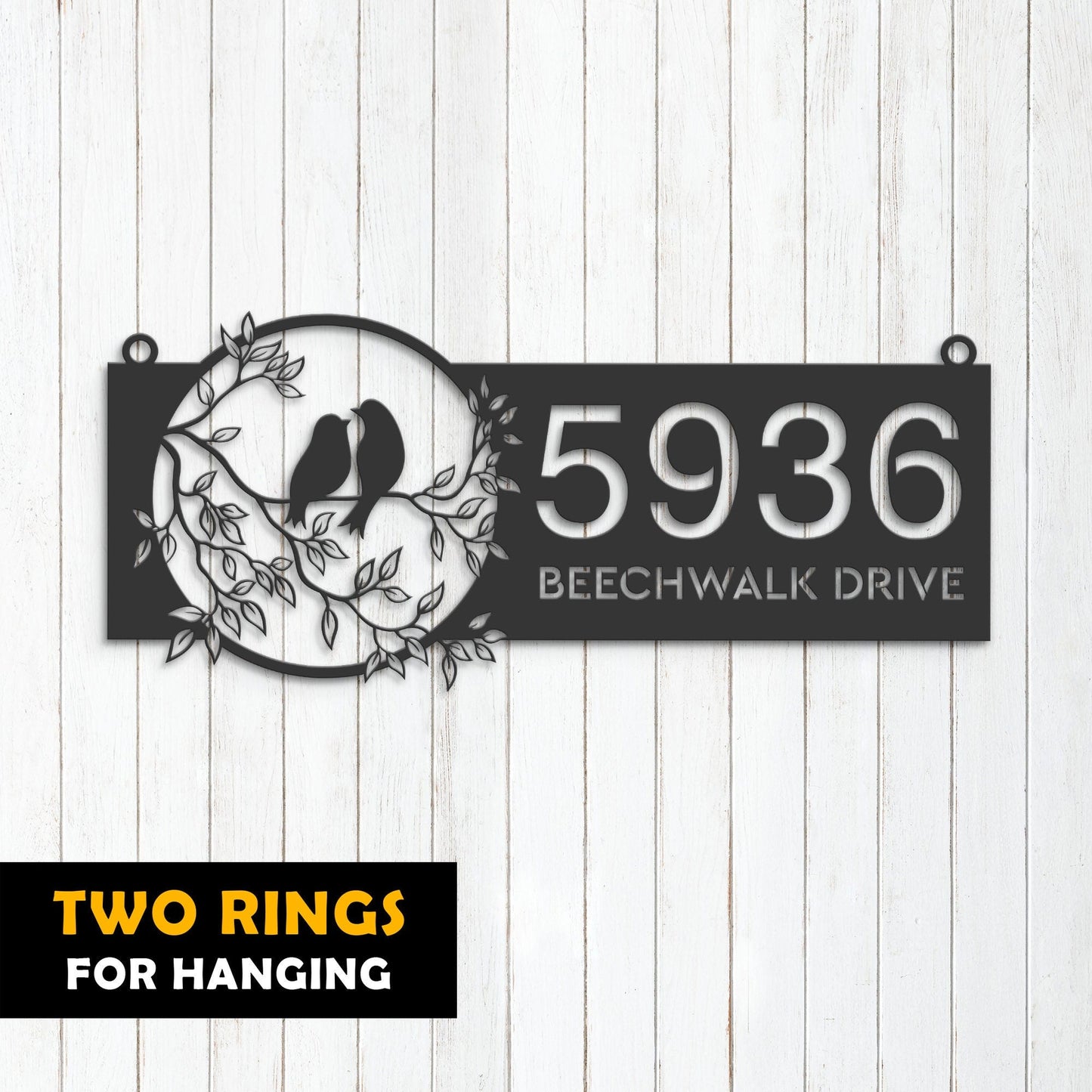 Personalized Birds couple Metal Address Sign | Hanging Address Plaque | Yard Sign, Outdoor Sign | Garden Stake