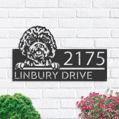 Personalized Cavapoo dog, Cute Puppy Metal Address Sign House number Hanging Address Plaque Yard Sign Outdoor decor Garden Stake