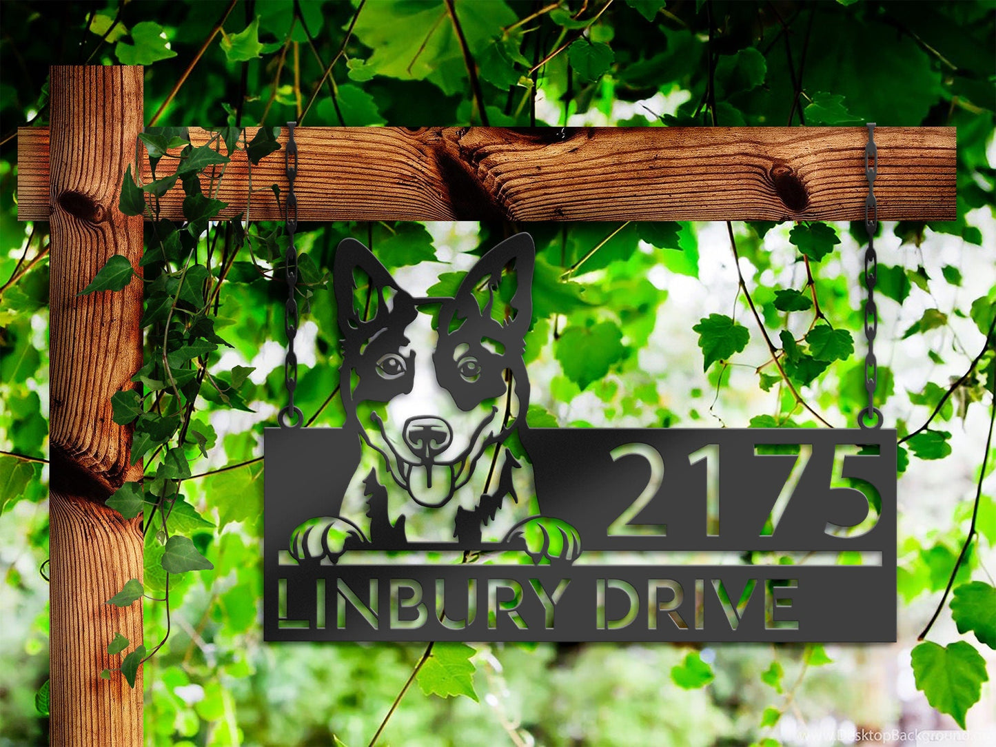 Personalized Blue heeler dog, cute puppy Metal Address Sign House number Hanging Address Plaque Yard Sign Outdoor decor Garden Stake