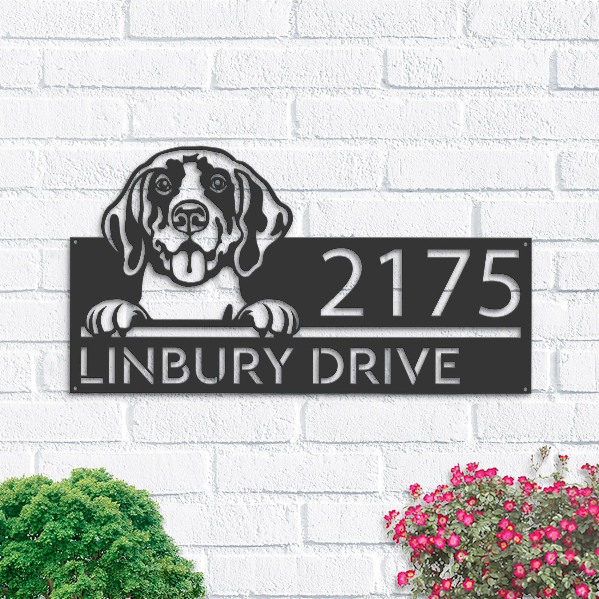 Personalized German Shorthaired Pointer dog Metal Address Sign House number Hanging Address Plaque Yard Sign Outdoor decor Garden Stake