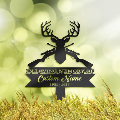 Personalized Deer hunting Memorial Stake, Metal Stake, Sympathy Sign, Grave Marker, Remembrance Stake