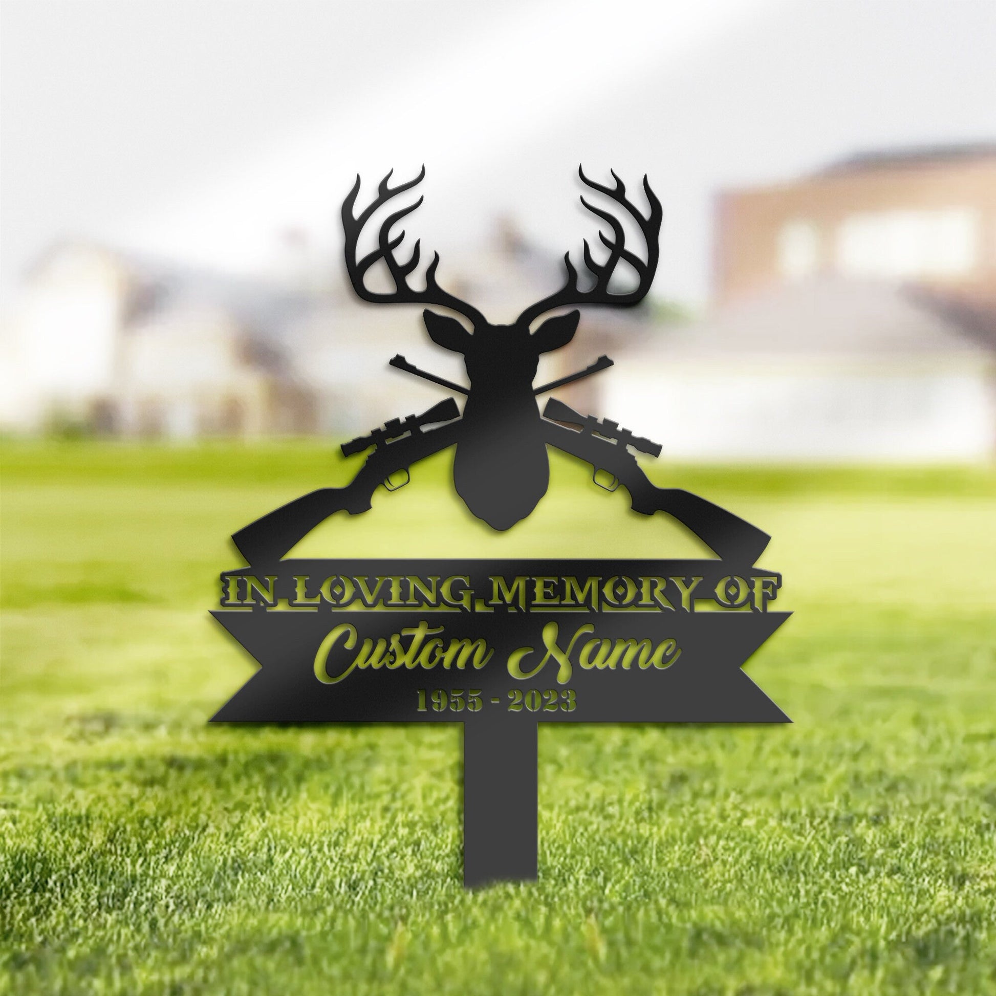 Personalized Deer hunting Memorial Stake, Metal Stake, Sympathy Sign, Grave Marker, Remembrance Stake