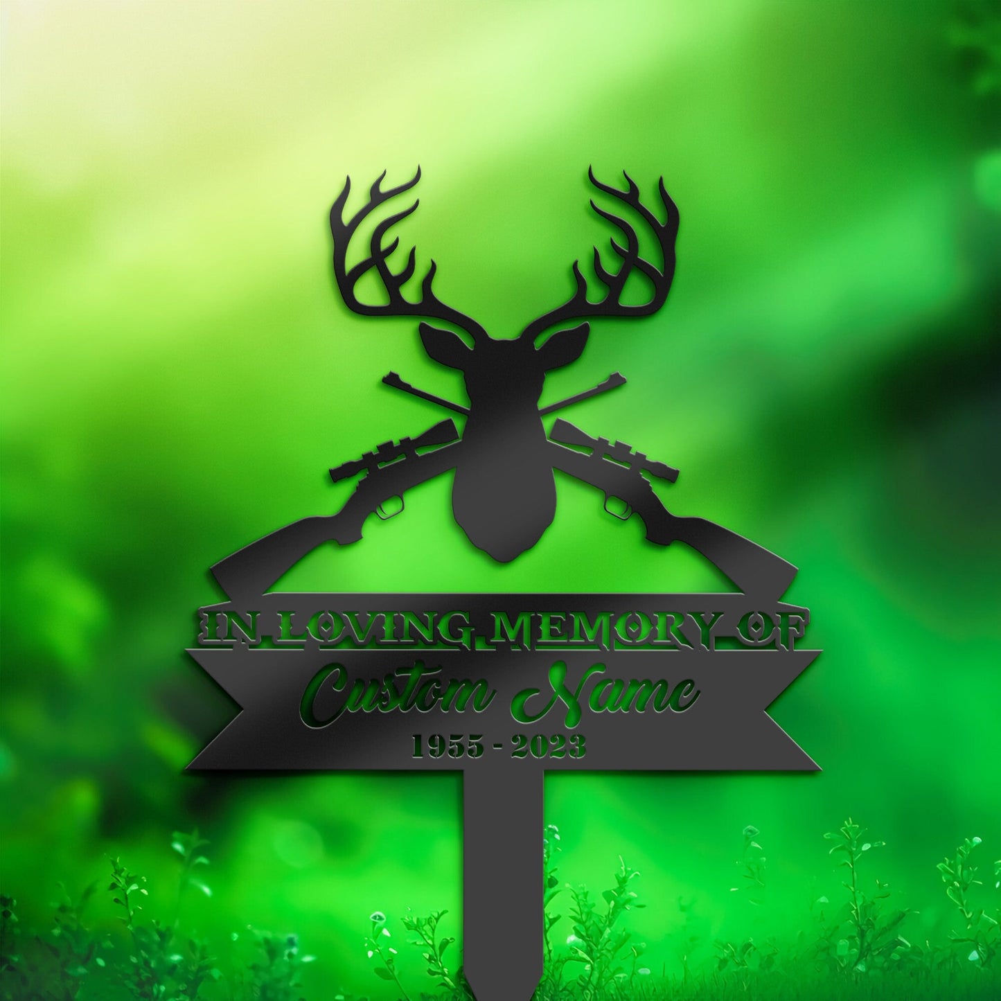 Personalized Deer hunting Memorial Stake, Metal Stake, Sympathy Sign, Grave Marker, Remembrance Stake