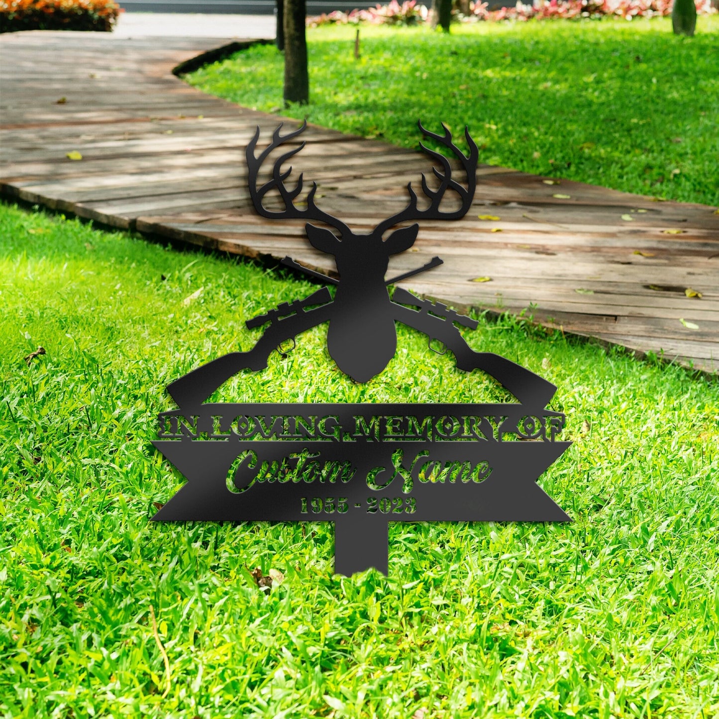 Personalized Deer hunting Memorial Stake, Metal Stake, Sympathy Sign, Grave Marker, Remembrance Stake