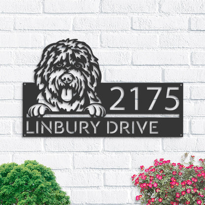 Personalized Bobtail dog, cute puppy Metal Address Sign House number Hanging Address Plaque Yard Sign Outdoor decor Garden Stake