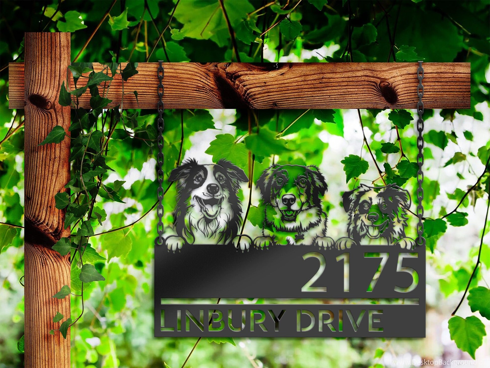 Personalized Australian shepherd dogs, puppy Metal Address Sign House number Hanging Address Plaque Yard Sign Outdoor decor Garden Stake