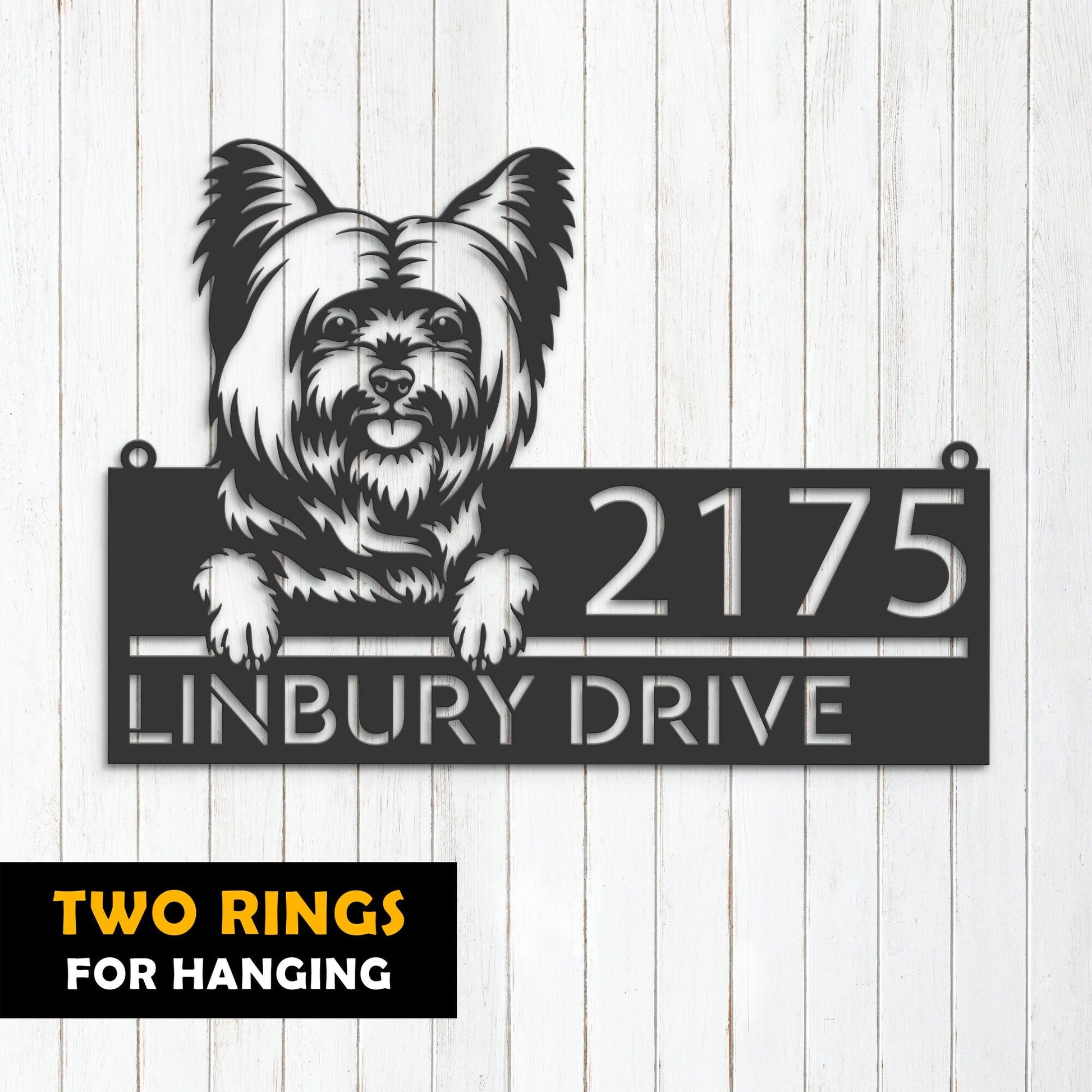 Personalized Yorkshire Terrier dog, Puppy Metal Address Sign House number Hanging Address Plaque Yard Sign Outdoor decor Garden Stake