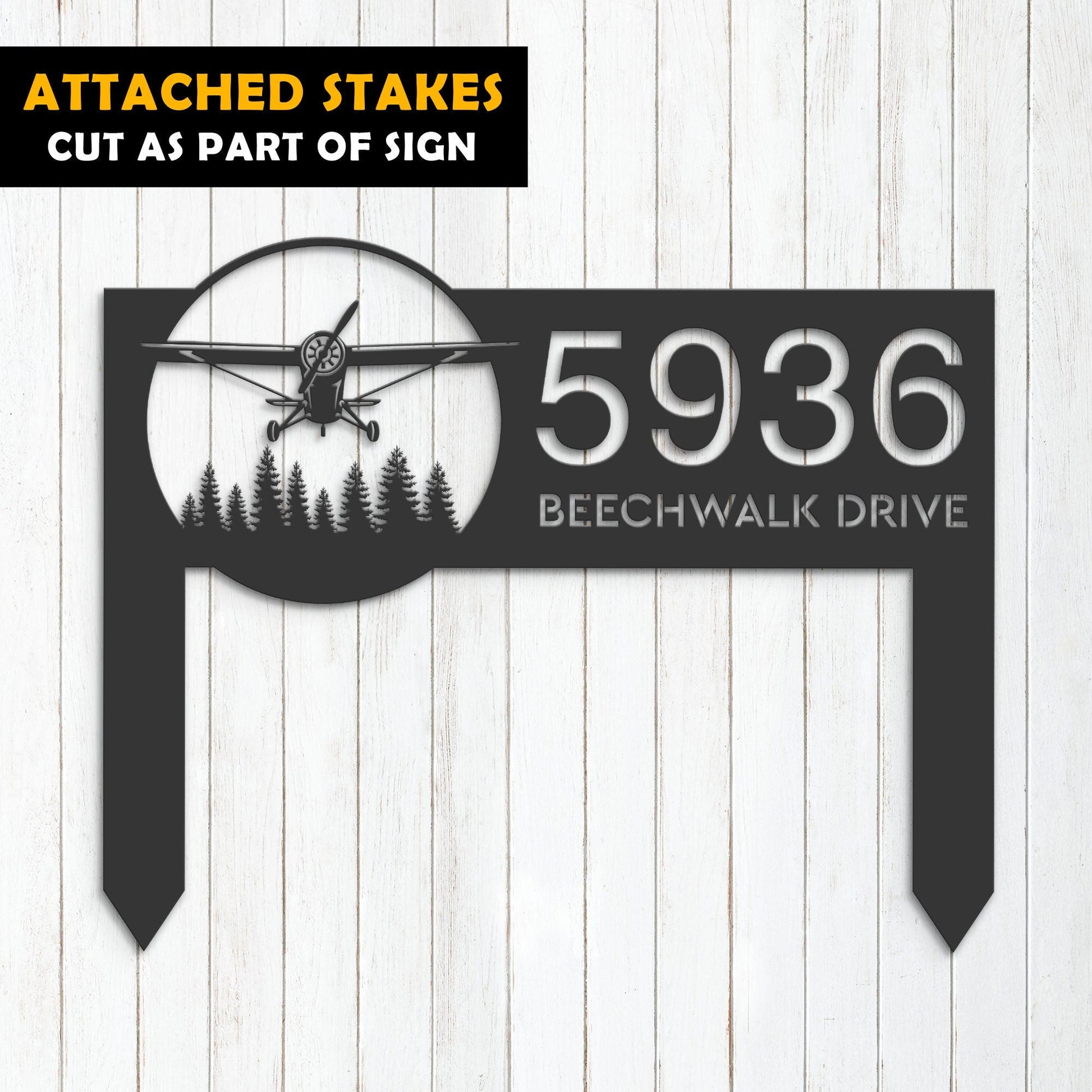 Personalized Airplane pilot Metal Address Sign House number Hanging Address Plaque Yard Sign Outdoor Sign Garden Stake