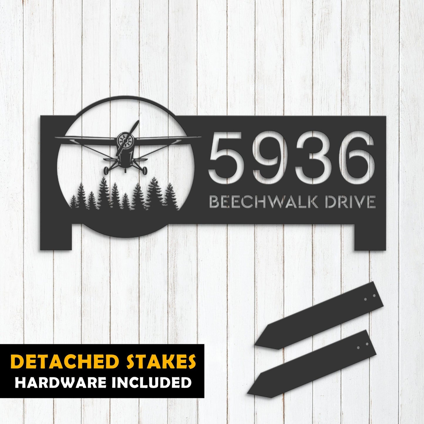 Personalized Airplane pilot Metal Address Sign House number Hanging Address Plaque Yard Sign Outdoor Sign Garden Stake