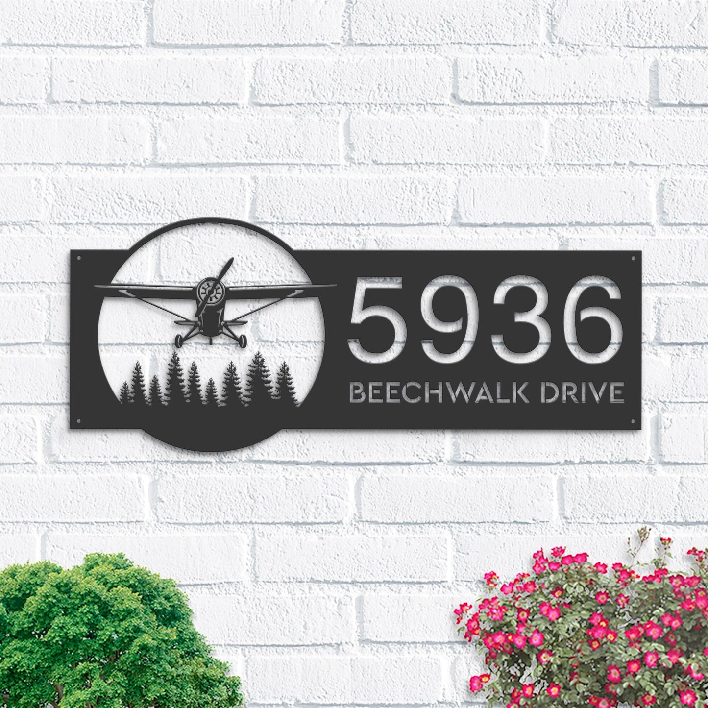 Personalized Airplane pilot Metal Address Sign House number Hanging Address Plaque Yard Sign Outdoor Sign Garden Stake