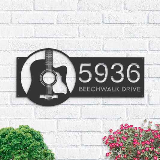 Personalized Guitar Guitar player Guitarist Metal Address Sign | Hanging Address Plaque | Yard Sign, Outdoor Sign | Garden Stake