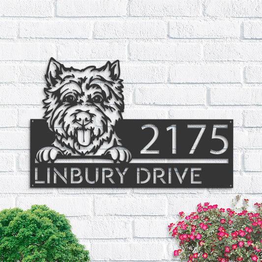 Personalized Westie Dog, Cute puppy Metal Address Sign House number Hanging Address Plaque Yard Sign Outdoor decor Garden Stake