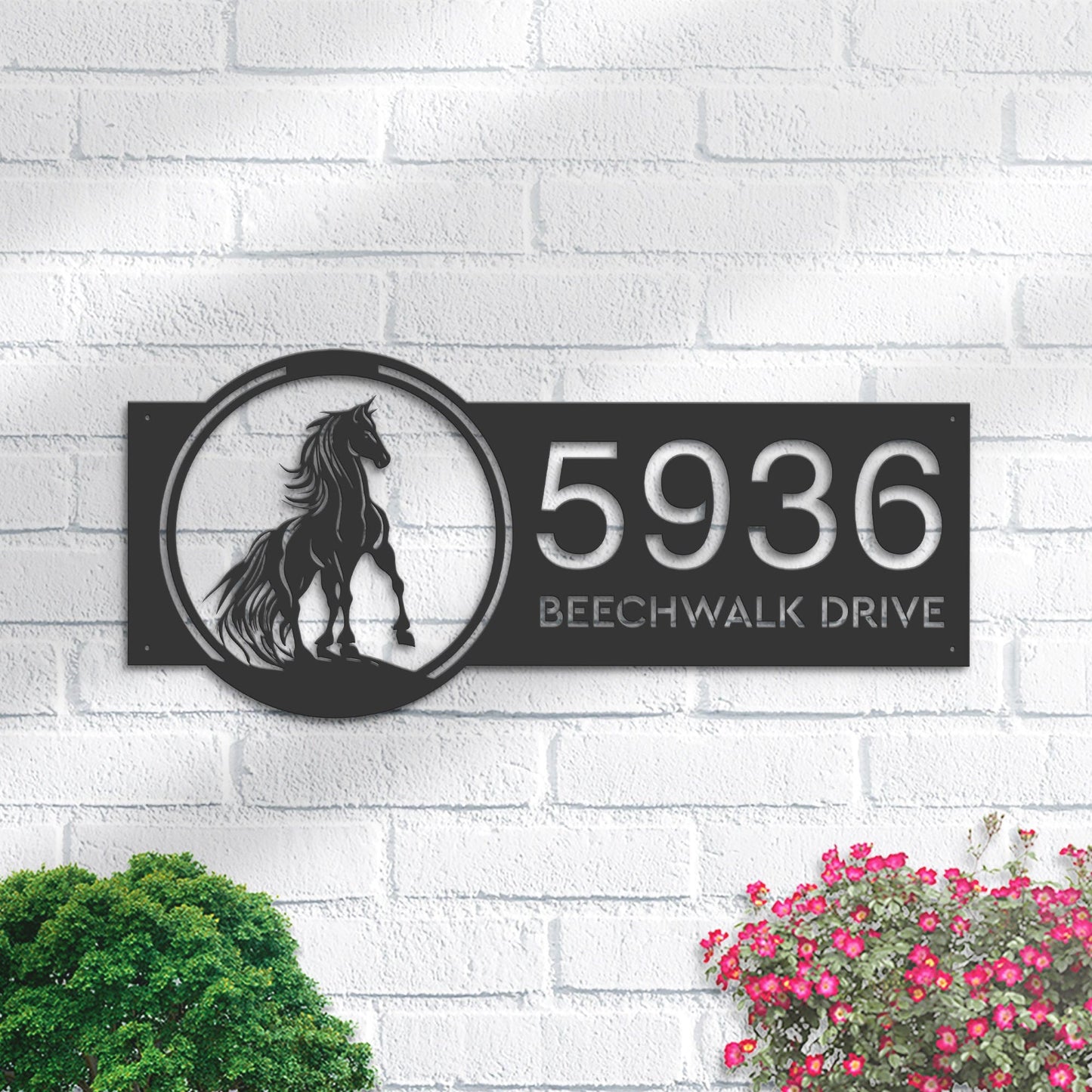 Personalized Horse Metal Address Sign House number Hanging Address Plaque Yard Sign Outdoor Sign Garden Stake