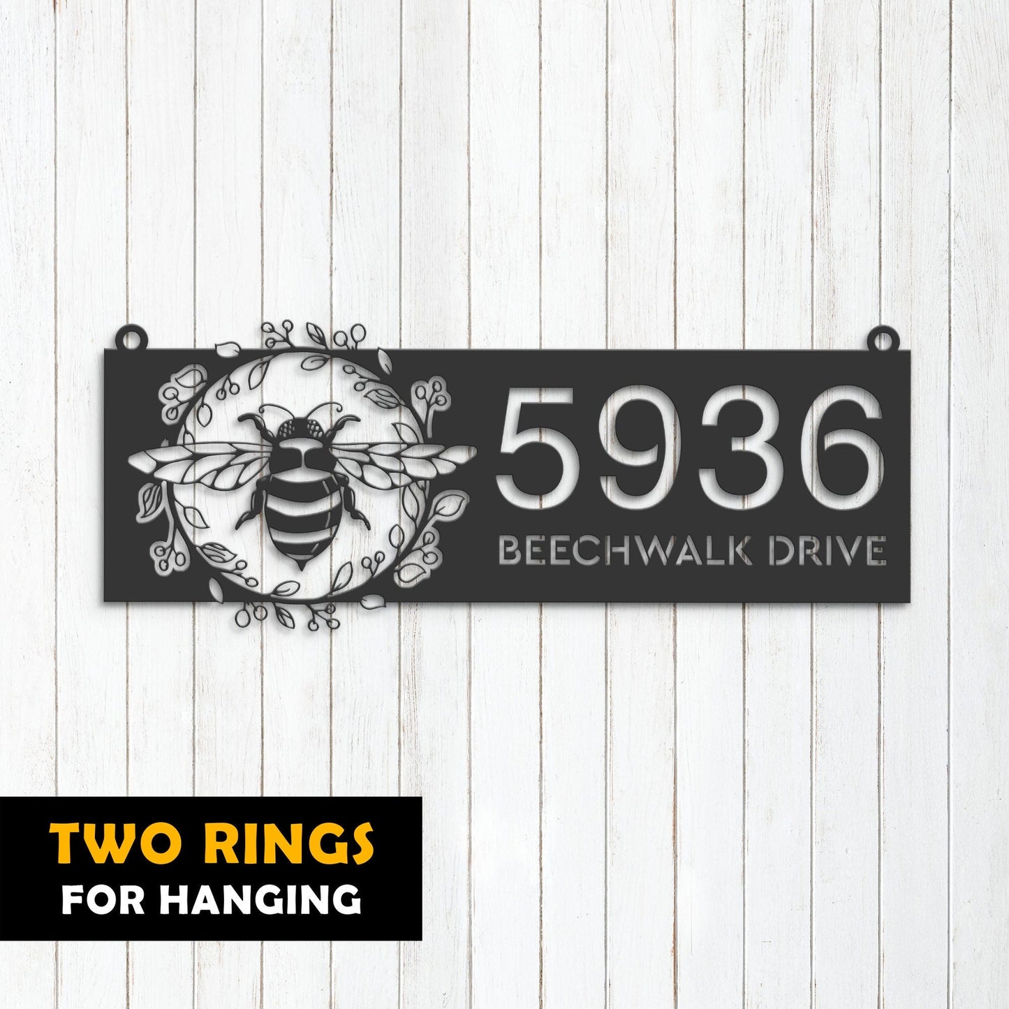 Personalized Bee Metal Address Sign House number | Hanging Address Plaque | Yard Sign, Outdoor Sign | Garden Stake