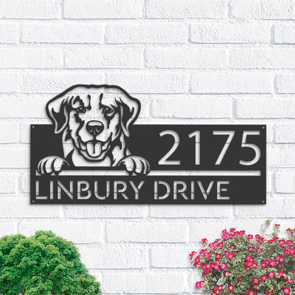 Personalized Golden Retriever dog Metal Address Sign House number Hanging Address Plaque Yard Sign Outdoor decor Garden Stake