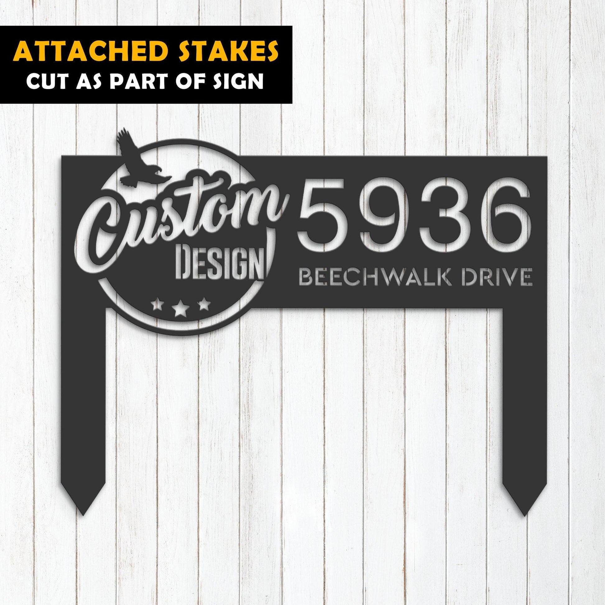 Custom color logo family Crest, code of arms Metal Address Sign House Number, Hanging Address Plaque Yard Sign, Outdoor Sign Garden Stake